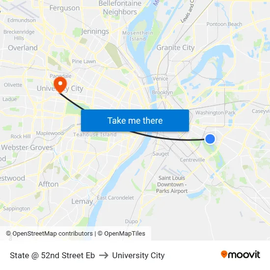 State @ 52nd Street Eb to University City map