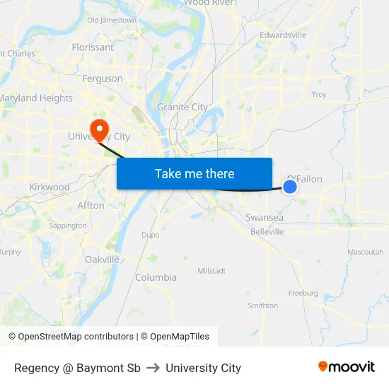 Regency @ Baymont Sb to University City map
