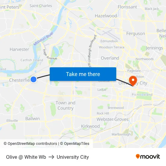 Olive @ White Wb to University City map