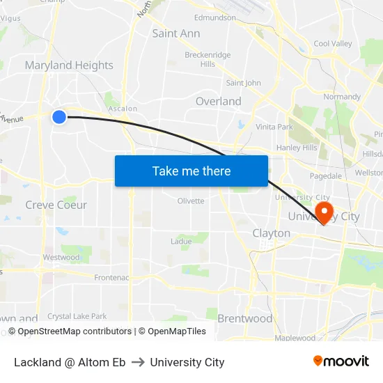 Lackland @ Altom Eb to University City map