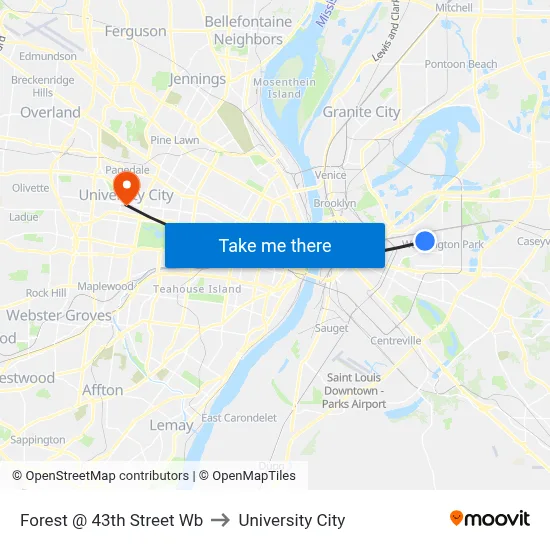Forest @ 43th Street Wb to University City map