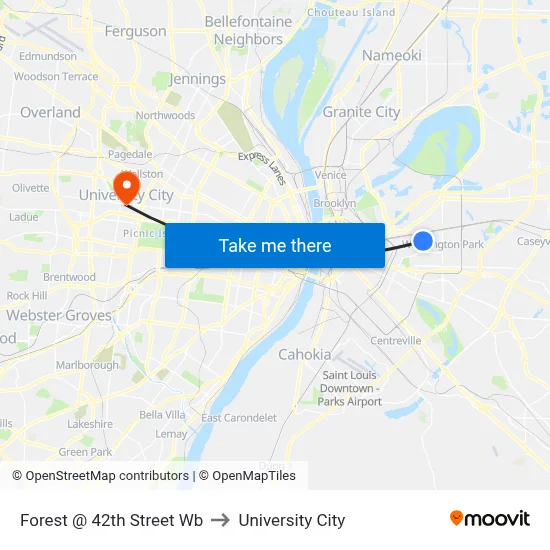 Forest @ 42th Street Wb to University City map