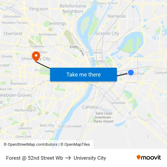Forest @ 52nd Street Wb to University City map
