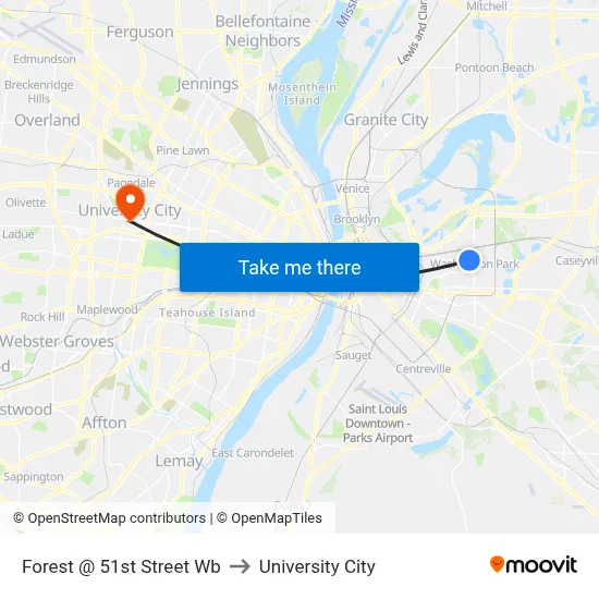 Forest @ 51st Street Wb to University City map