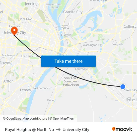 Royal Heights @ North Nb to University City map