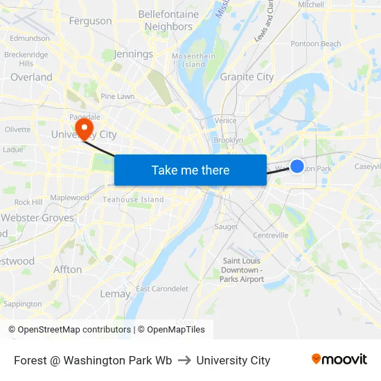 Forest @ Washington Park Wb to University City map
