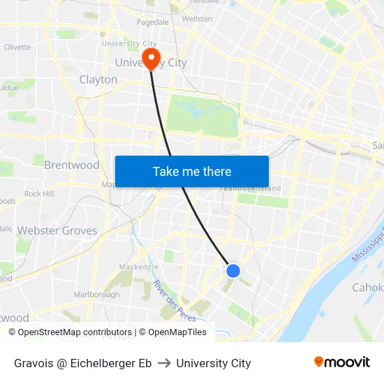 Gravois @ Eichelberger Eb to University City map