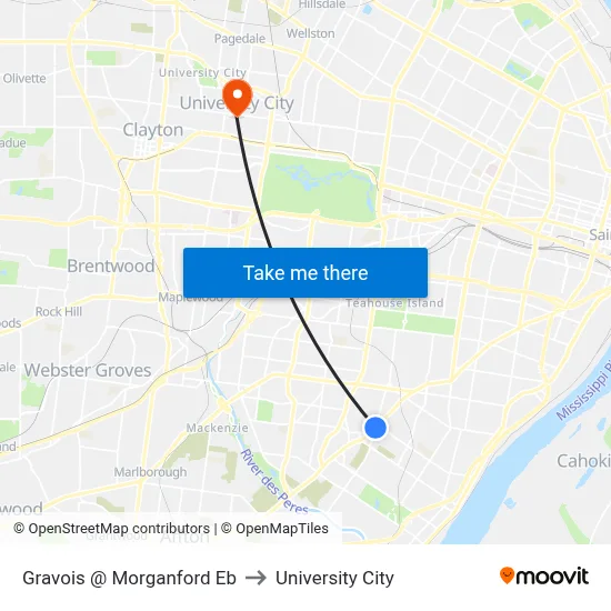Gravois @ Morganford Eb to University City map
