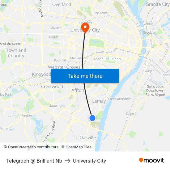Telegraph @ Brilliant Nb to University City map