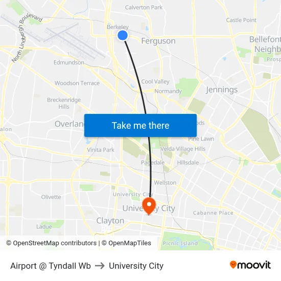 Airport @ Tyndall Wb to University City map
