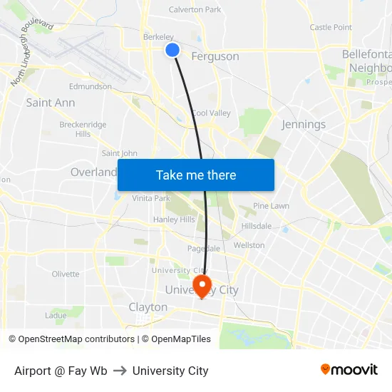 Airport @ Fay Wb to University City map