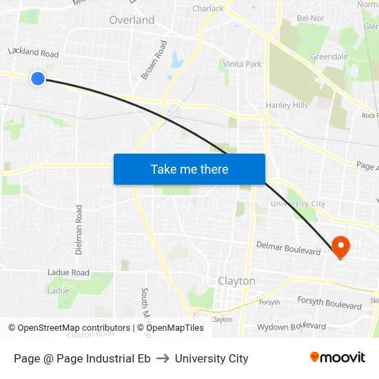 Page @ Page Industrial Eb to University City map