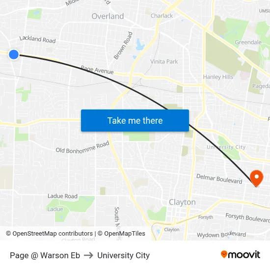 Page @ Warson Eb to University City map