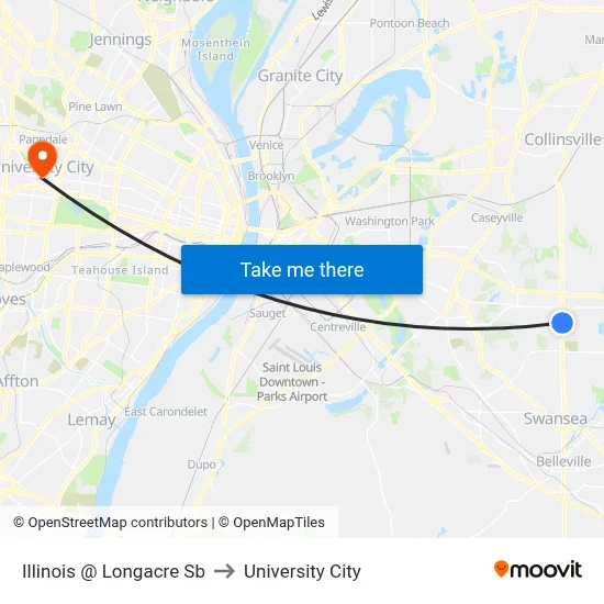 Illinois @ Longacre Sb to University City map