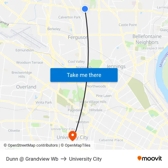 Dunn @ Grandview Wb to University City map