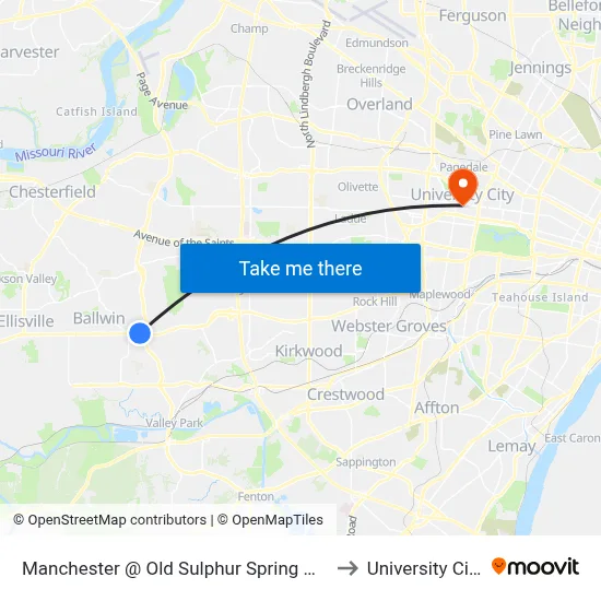 Manchester @ Old Sulphur Spring Wb to University City map