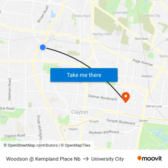 Woodson @ Kempland Place Nb to University City map