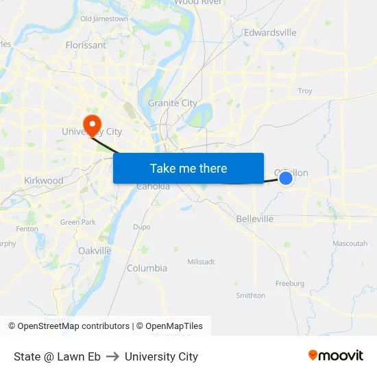 State @ Lawn Eb to University City map