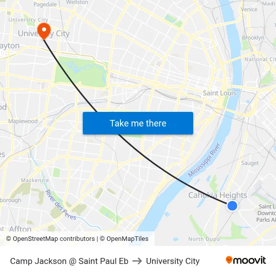 Camp Jackson @ Saint Paul Eb to University City map