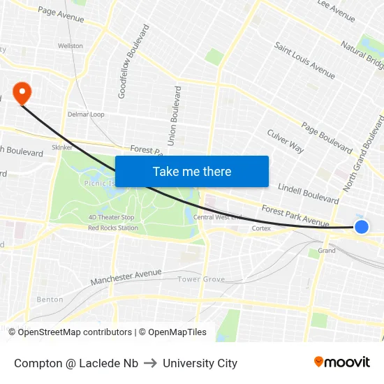Compton @ Laclede Nb to University City map