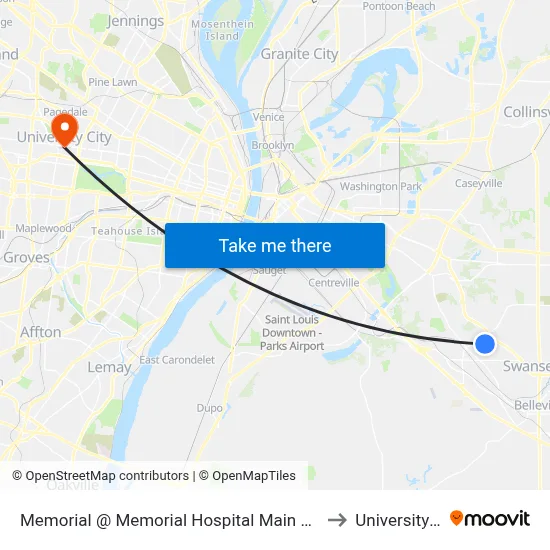 Memorial @ Memorial Hospital Main Entrance Eb to University City map