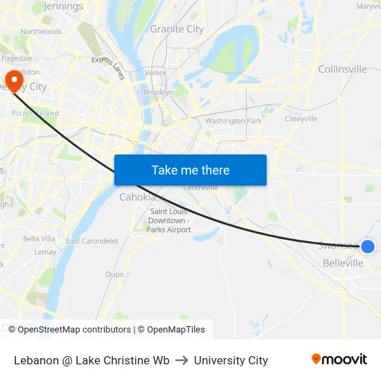 Lebanon @ Lake Christine Wb to University City map