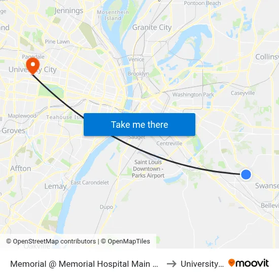 Memorial @ Memorial Hospital Main Entrance Wb to University City map