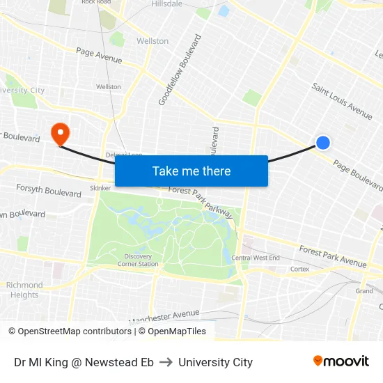 Dr Ml King @ Newstead Eb to University City map