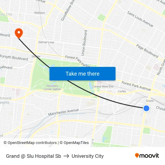 Grand @ Slu Hospital Sb to University City map
