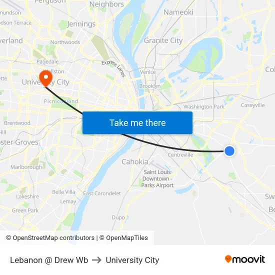 Lebanon @ Drew Wb to University City map