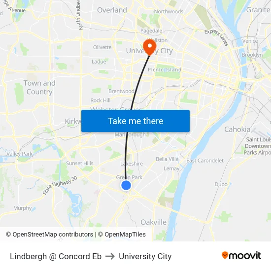Lindbergh @ Concord Eb to University City map