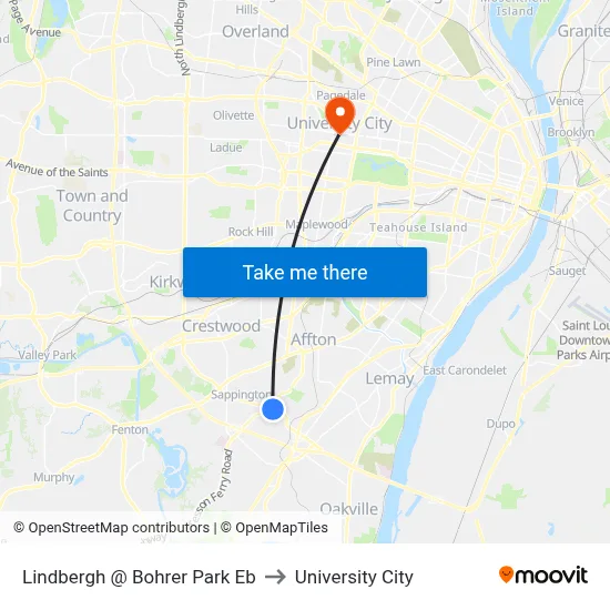Lindbergh @ Bohrer Park Eb to University City map