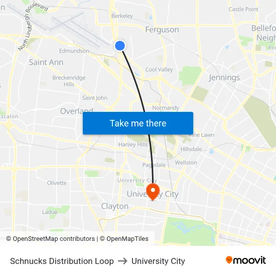 Schnucks Distribution Loop to University City map