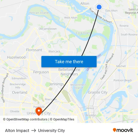 Alton Impact to University City map