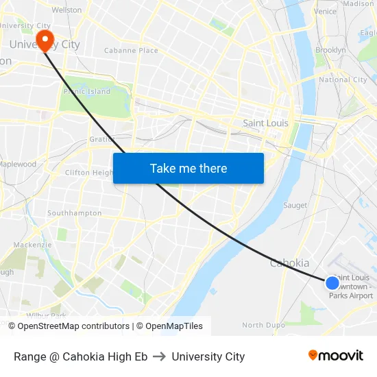 Range @ Cahokia High Eb to University City map