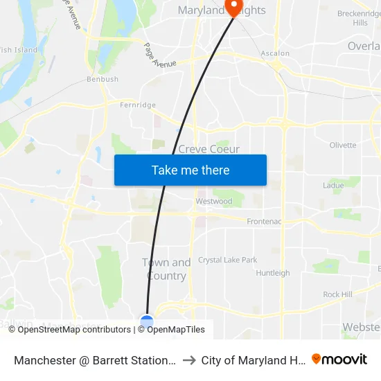 Manchester @ Barrett Station Road Eb to City of Maryland Heights map