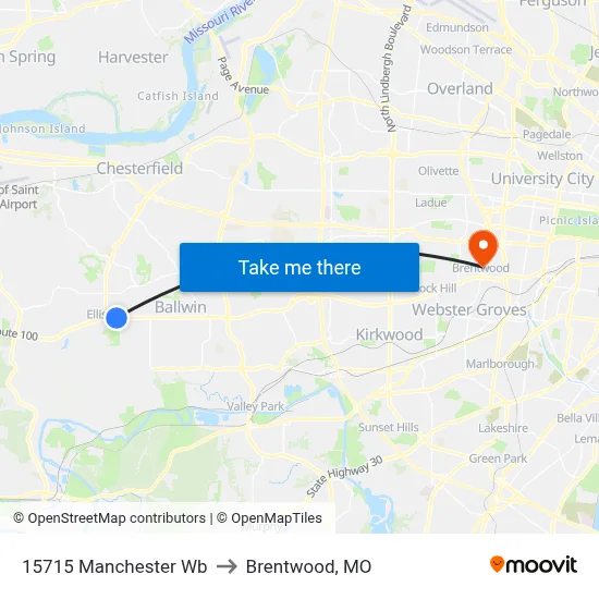 15715 Manchester Wb to Brentwood, MO map