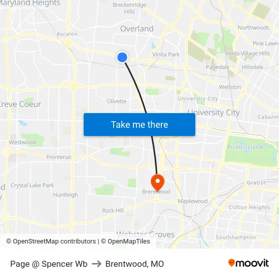 Page @ Spencer Wb to Brentwood, MO map
