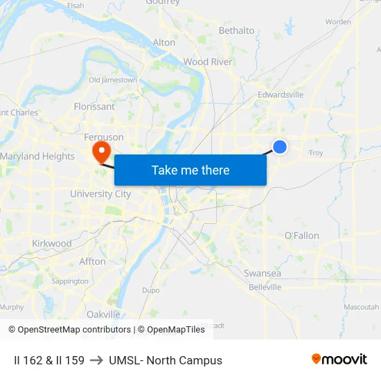 Il 162 & Il 159 to UMSL- North Campus map
