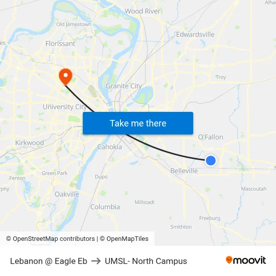 Lebanon @ Eagle Eb to UMSL- North Campus map
