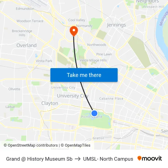Grand @ History Museum Sb to UMSL- North Campus map