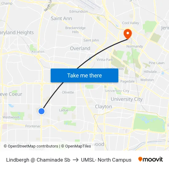 Lindbergh @ Chaminade Sb to UMSL- North Campus map