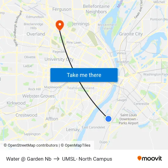 Water @ Garden Nb to UMSL- North Campus map