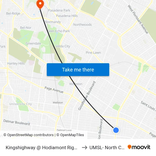 Kingshighway @ Hodiamont Right Of Way Sb to UMSL- North Campus map