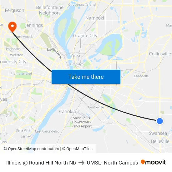 Illinois @ Round Hill North Nb to UMSL- North Campus map