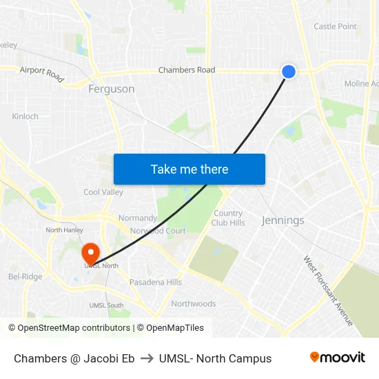Chambers @ Jacobi Eb to UMSL- North Campus map