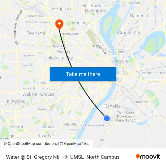 Water @ St. Gregory Nb to UMSL- North Campus map