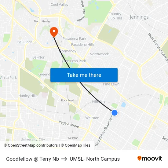 Goodfellow @ Terry Nb to UMSL- North Campus map