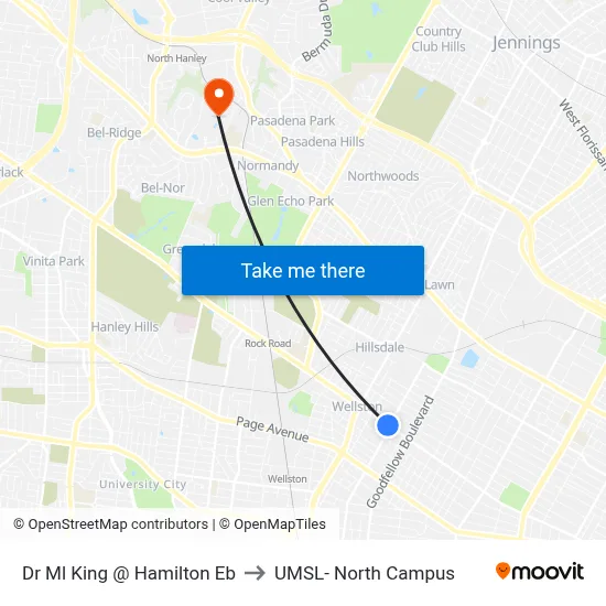 Dr Ml King @ Hamilton Eb to UMSL- North Campus map
