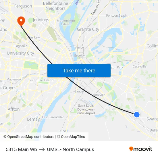 5315 Main Wb to UMSL- North Campus map